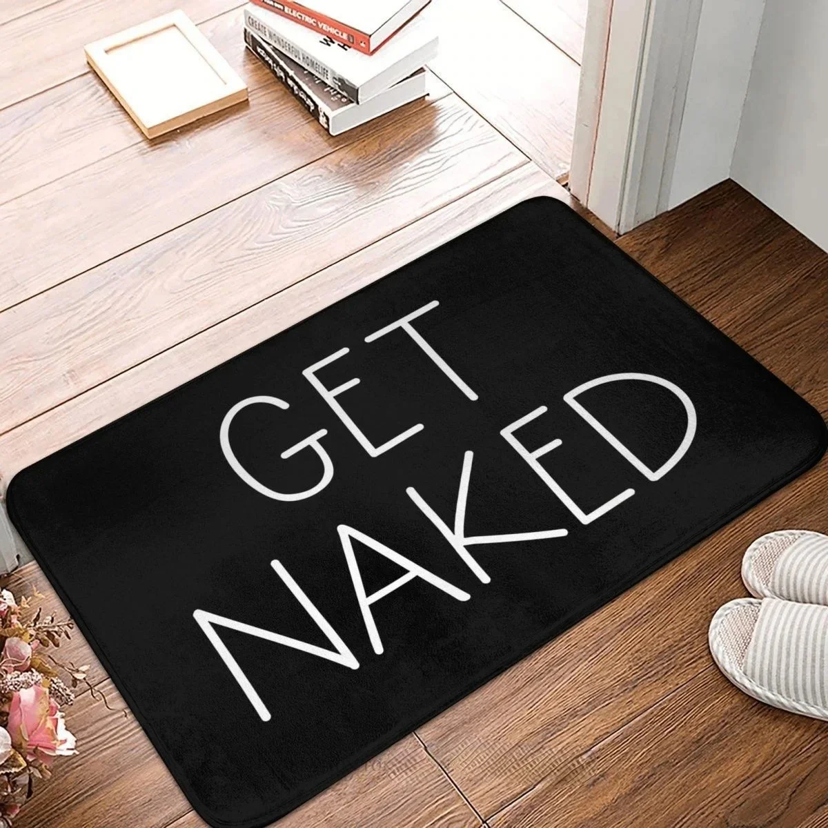 Get Naked Black Non-slip Bath Bedroom Mat Bathroom Toilet Floor Mat Indoor Rugs Bedroom Bedside Foot Mat Home Room Decor Carpets