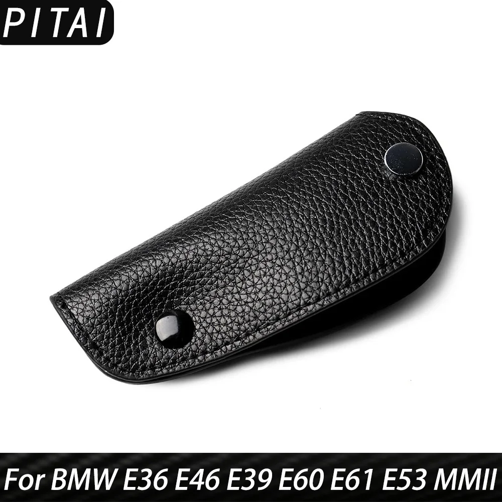 For BMW E36 E46 E39 E60 E61 E53 MMII Leather Key Case Cover Remote Key Fob Protector Holder Key Ring Chain Car Accessories