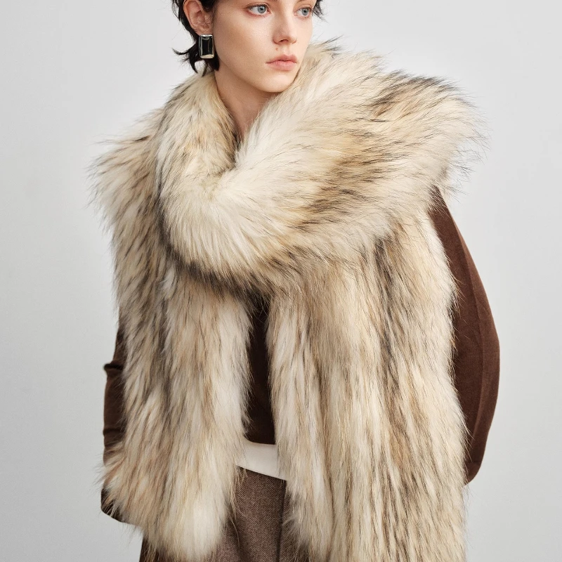 욜란페어리 리얼 라쿤 퍼 베스트 여성용 겨울 브레이디드 슬리브리스 스트레이트 튜브 스타일 숏 길이 퍼 코트 여성용 코트 2025