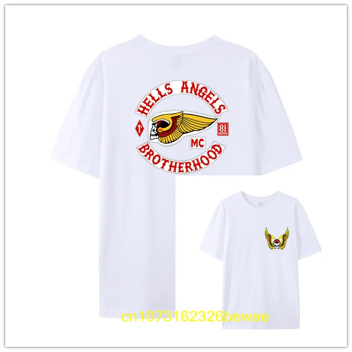 2024 Men T Shirt Casual Hells Angels 81 Support Motorcycle Club Flag Banner T shirt Oversized Comfortable Streetwear S 4xl