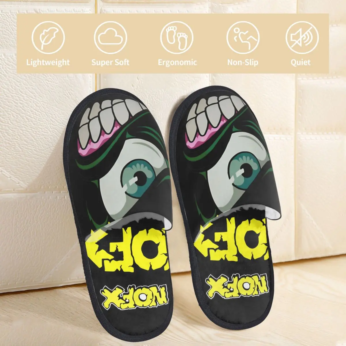 NOFX Punk Band Logo Slippers Non Slip Cozy Memory Foam Cotton Slippers Bedroom