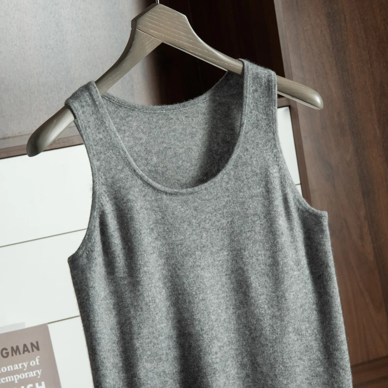 ZOCEPT High Quality Pure Cashmere Vest for Men Autumn Winter Soft Warm Knitted U-Neck Sleeveless Sweater Vest Man Tank Tops