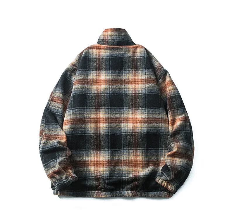 سترة رجالي مزدوجة الجوانب قابلة للعكس منقوشة بياقة واقفة معطف مدرب خفيف الوزن سترة واقية للخريف ملابس خارجية سترة شتوية للرجال #3