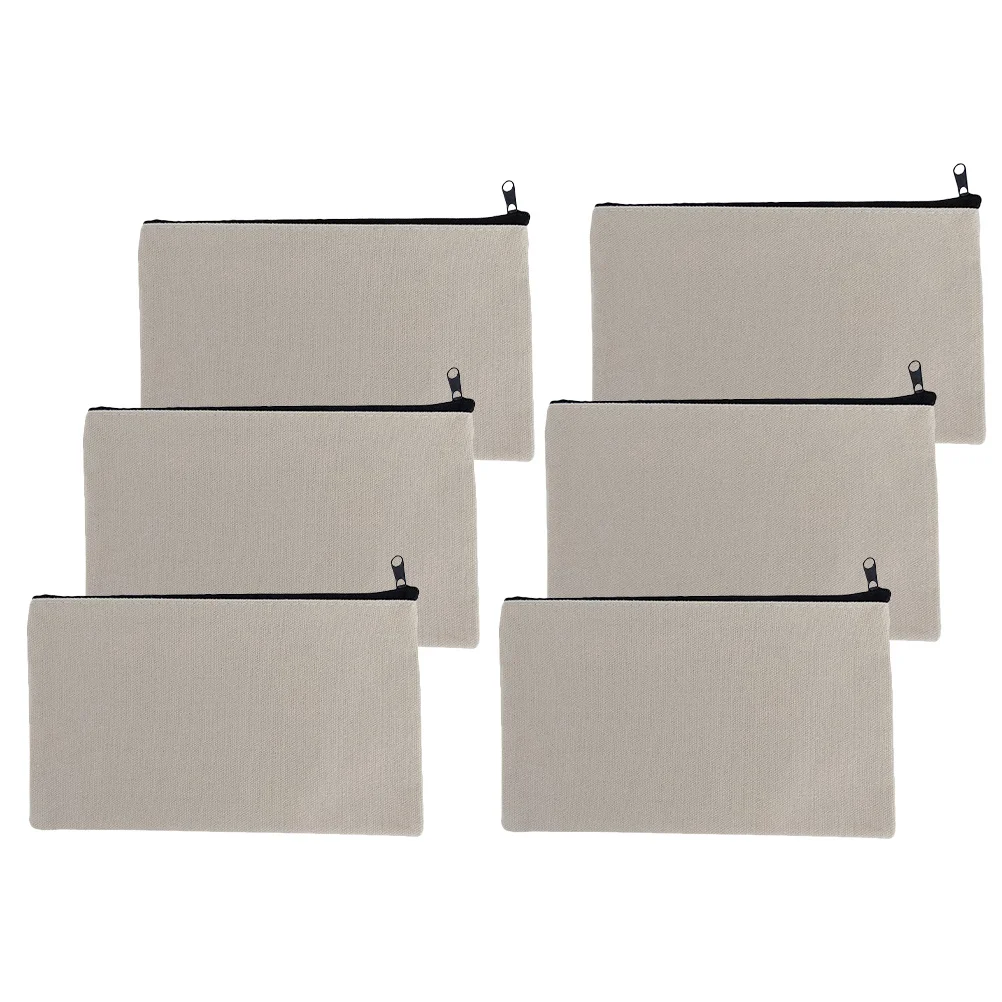 6 قطعة حقيبة أقلام رصاص من القماش الكتابة على الجدران سعة كبيرة بسحاب الحقيبة المحمولة متعددة الوظائف القلم حقيبة للتخزين لمكتب المدرسة