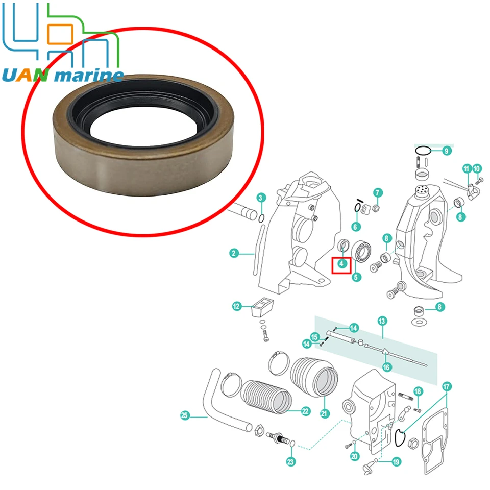 Volvo Penta OEM Gimbal Bearing Oil Seal, 0911795 3852548 Volvo Penta OEM Gimbal Bearing Oil Seal, 0911795 3852548