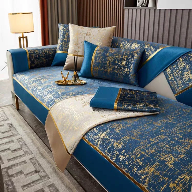 

Splicing Jacquard Sofa Covers Dutch Velvet Hot Stamping Sofe Cushion New Four Seasons Universal Anti SlipSofa Cover Back Cushion