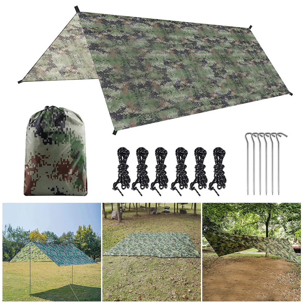 Tenda da sole mimetica Sun Shelter 210T filato di poliestere tenda da campeggio telo impermeabile pieghevole ultraleggero Picnic Backpacking