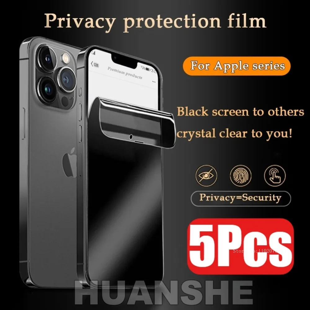 

5Pcs Full Cover Privacy Hydrogel Protector Film for iPhone 17 16 15 Pro Max 15 Plus 14 Pro Max 14 Plus 13 Pro 12 11 XS XR X