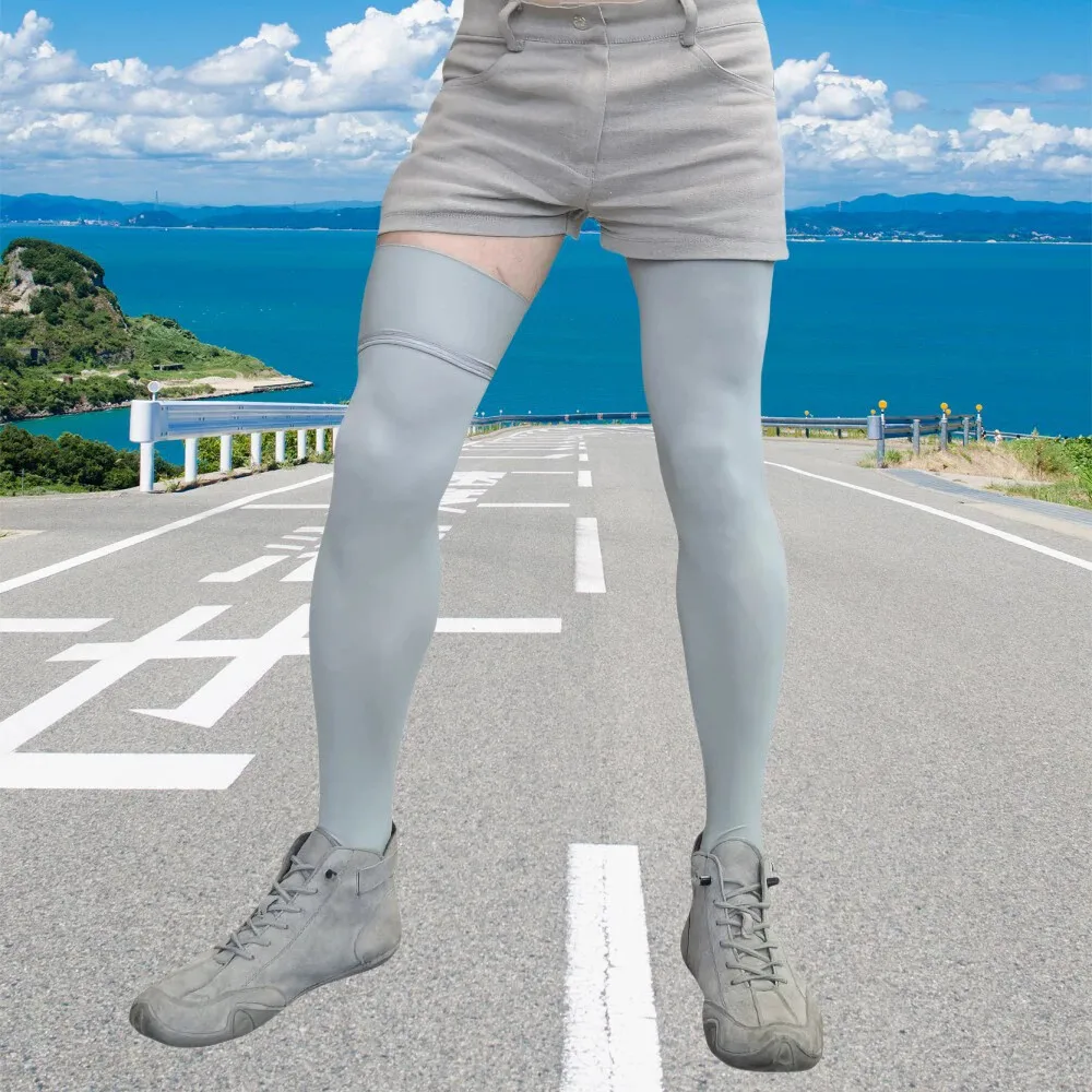 Medias sedosas sexis para dar forma a las piernas para hombre y mujer, calcetines hasta el muslo con protección solar, medias hasta el suelo con protección solar a juego Unisex