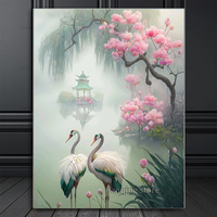 Red-crowned Crane Diamond Painting New Collection 2023 Diamond Embroidery Lake Flower Cross Stitch Birds Full Rhinestone L79