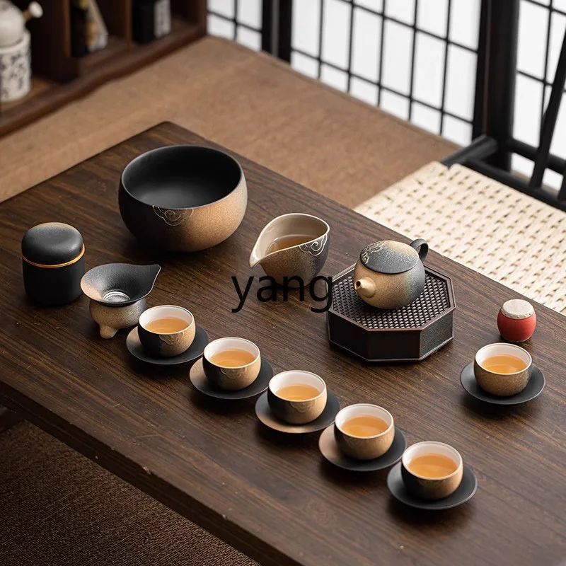 

LTT Retro Gradient Teapot Set Kung Fu Tea Set Home Tea Brewing Set Gift Box High-end
