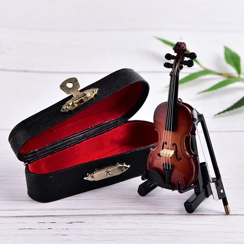 Personalized Brand New Mini Violin With Support Miniature Wooden Musical Instruments Collection Decorative Ornaments Model