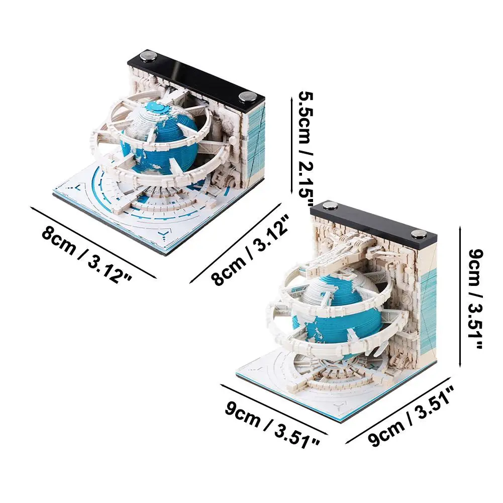 2026 Nuovo 3D "Earth" Scultura di carta Calendario Memo Pad Tear-off Note Pad Fai da te Lavoro e studio Regali per la casa Ufficio Scuola