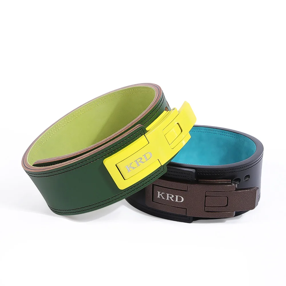 Full Grain Cowhide Weightlifting Belt Quick Release Buckle Squat Deadlift Competition Waist Stabilizer Gym Protector