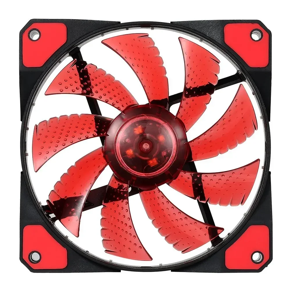 12VDC 3P IDE 4pin 120mm PC Computer 16dB Ultra Silent 15 LEDs Case Fan Heatsink Cooler Cooling Anti-Vibration Rubber,12CM Fan