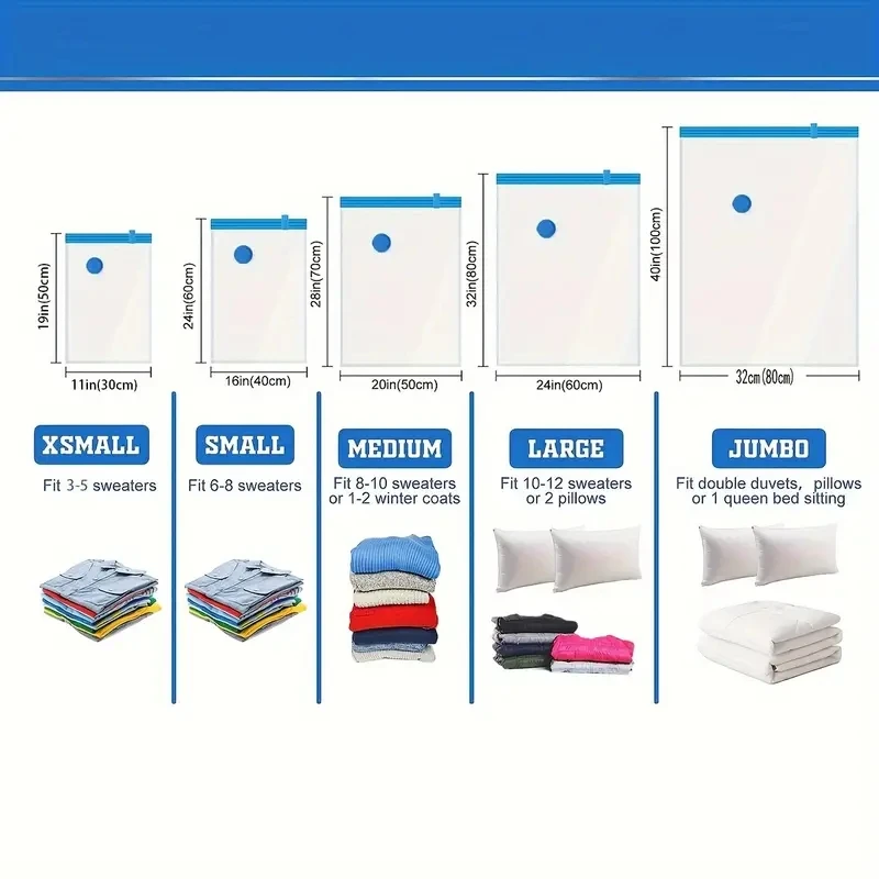 Vacuum Storage Bags More Space Save Compression Travel Seal Zipper for Clothes Pillows Bedding Closet Home Organizer