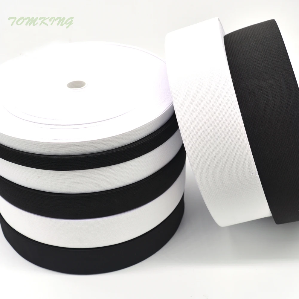 10yd/lot 40mm/50mm/60mm/70mm/80mm black white 8 yarn high quality elastic webbing band for home DIY elastic tape sew accessories