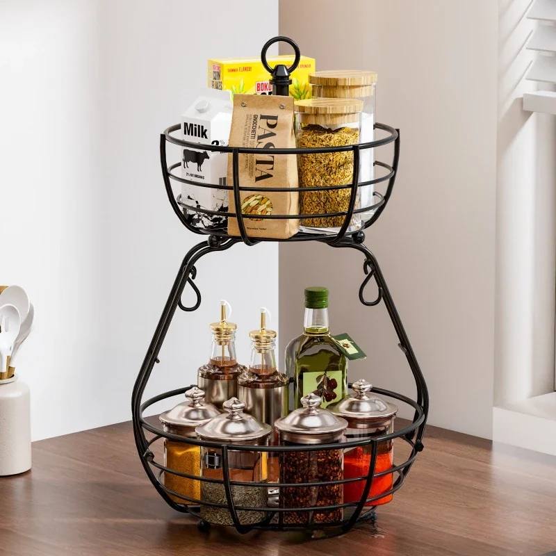 living room desktop snack storage basket, portable fruit plate, banana hook, wrought iron removable fruit and vegetable