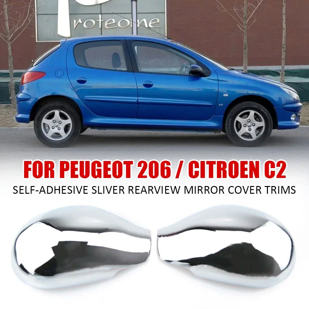 

Автомобильная наклейка на боковое зеркало заднего вида, крышка крыла, внешняя дверь, накладка на корпус заднего вида для Peugeot 206 Citroen C2 1998-2012, серебристая