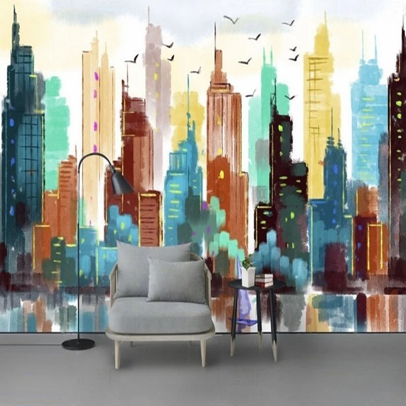

Simple Modern abstract urban oil painting living room TV luxurious home decoration bedroom background wall