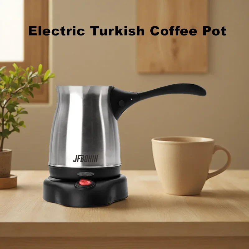 JFBONIN 0.35L Turkish Stainless Steel Electric Coffee Pot Split Design Suitable for Brew Coffee, Yellow Rice Wine and Hot Milk
