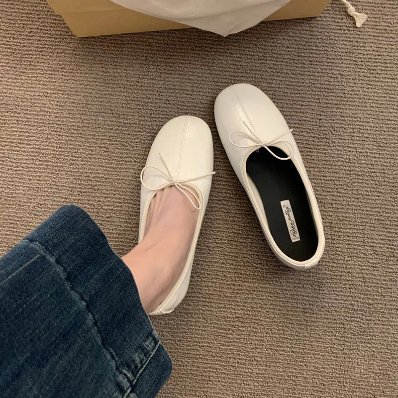 Neue Frühlings- und Herbst-Ballerinas für Damen mit Flacher Sohle, Runder Zehenpartie, Modischem Schleifen-Design, Slip-On-Schuhe für Damen zum Tanzen – Detail 12