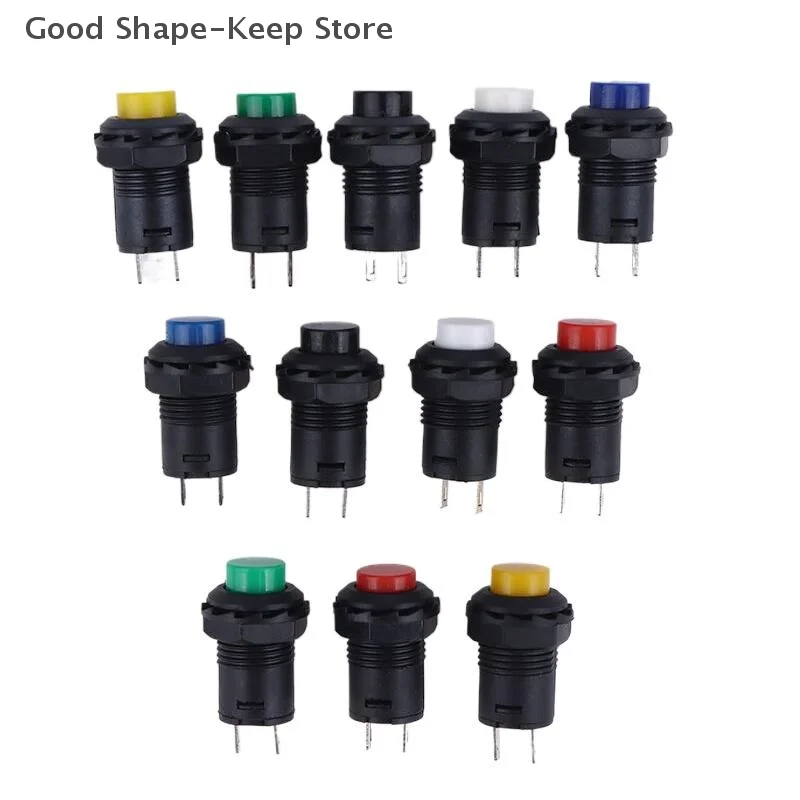 DS-428/427 Momentary Pushbutton Switches - 10pcs, 12mm, OFF-ON, 3A/125VAC, 1.5A/250VAC Self-Lock