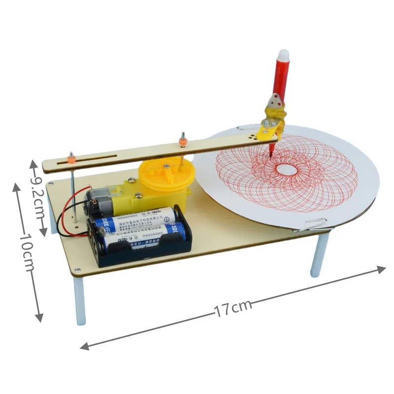 DIY Children\'s Creative Assembly Wooden Electric Drawing Kit Model Automatic Drawing Robot Science Physics Experiment Toy Gift