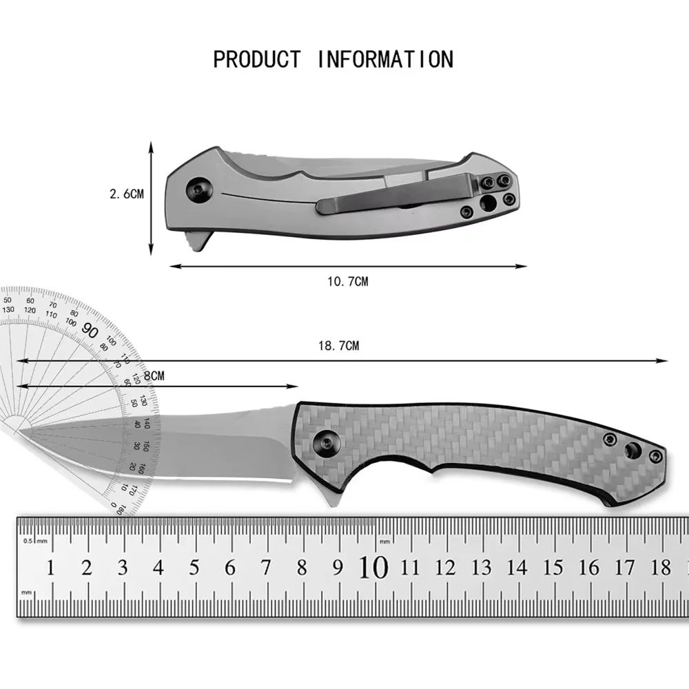 1pcs Folding Knife, Model 0450 Pocket Knife, Carbon Fiber Handle, 440 Knife Edge, Tactical Field Bearing EDC Knifes