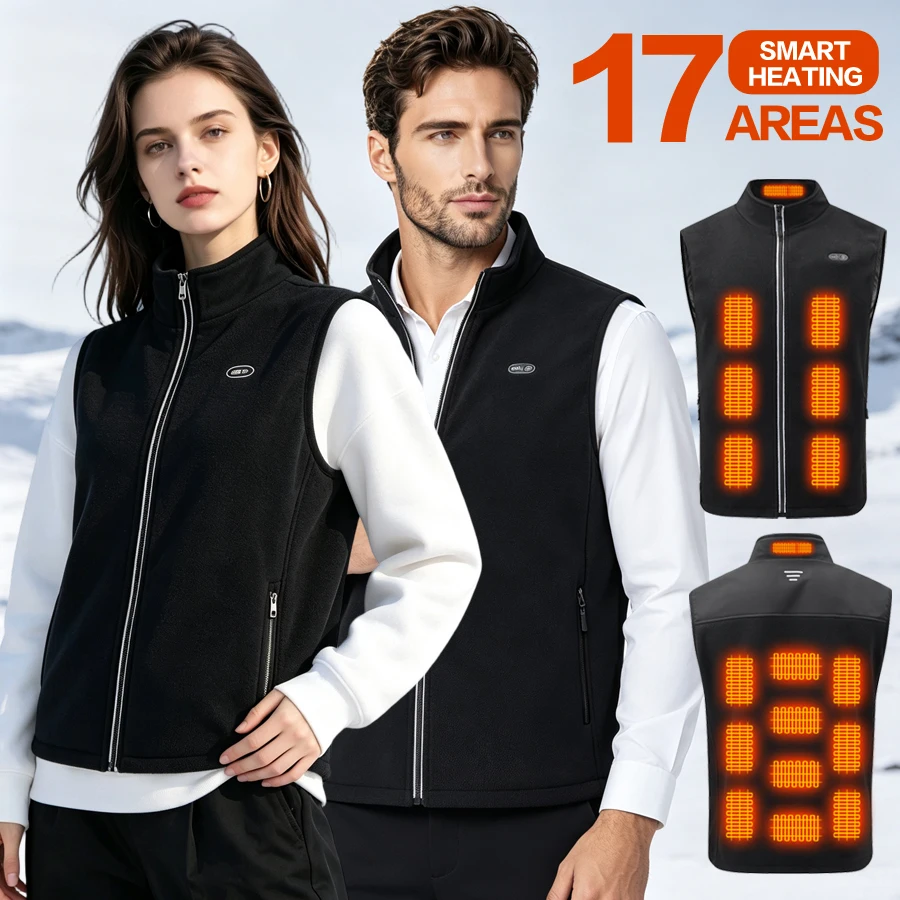 Winter Insulation Smart Heating Vest, Zone 17 Heat Generation, No Power Pack Included, Zipper Closure, Ideal for Outdoor Camping