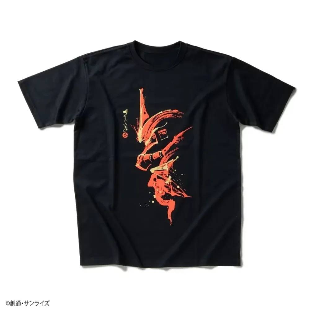 Camiseta con pintura de pincel Gundam para hombre, Char's Zaku II, Unisex, de algodón, con estampado gráfico, ropa de calle de manga corta, Fitness informal de verano