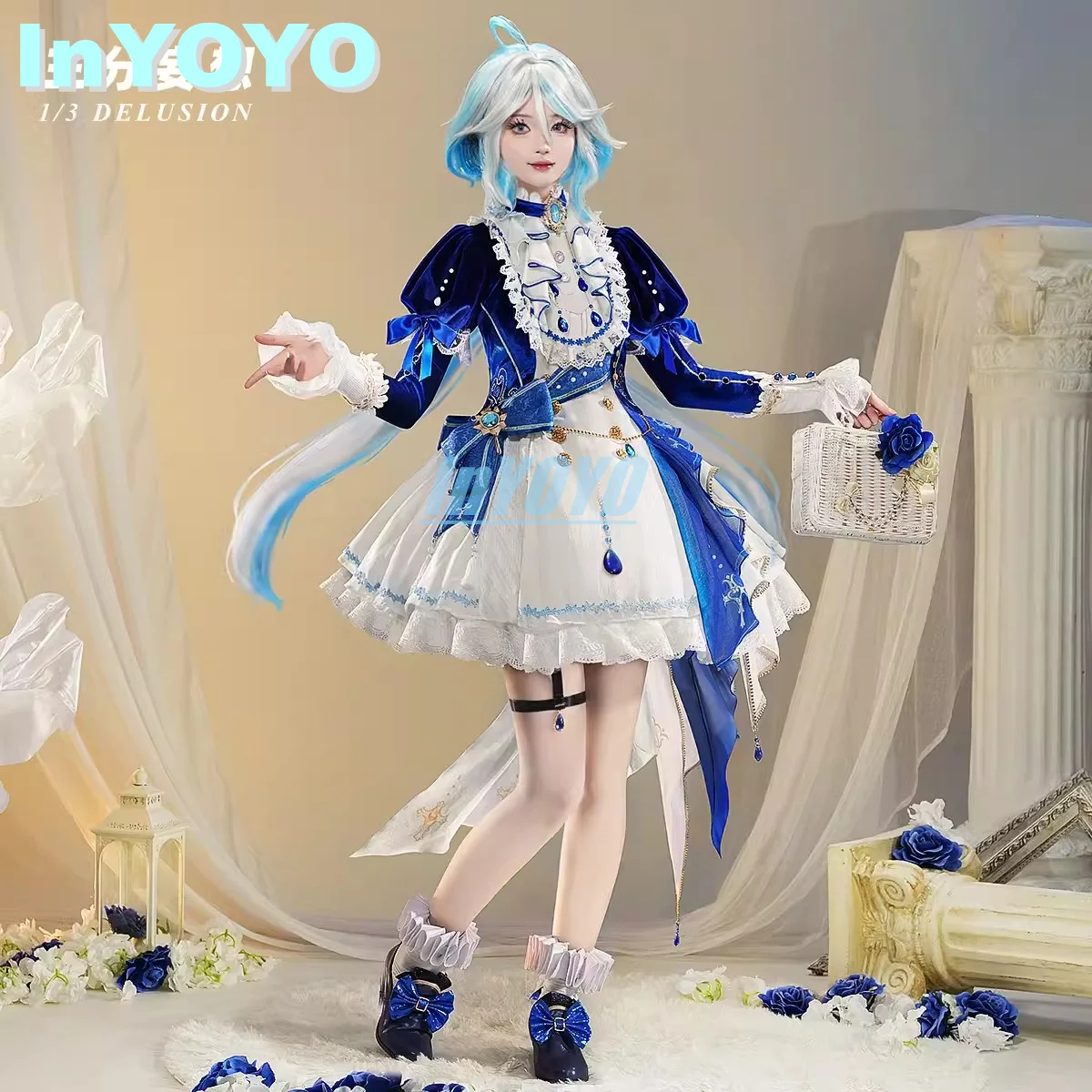 InYOYO Furina Cosplay Kostuum Genshin Impact Blauw Dans Muziek Mooie Lolita Jurk Spel Pak Halloween Party Outfit Vrouwen Nieuwe