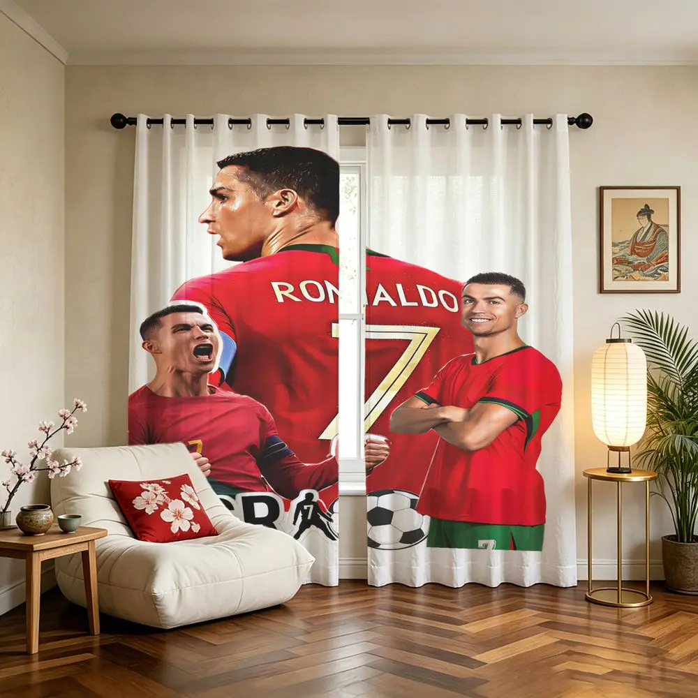 Cristiano Ronaldo Printed Curtains Light Blocking 85% Darkening Curtains For Bedroom Living Room Window Home Decor