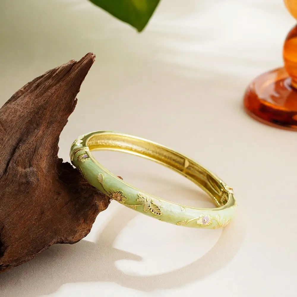 

Traditional Vintage Cloisonne Bangle Classic Chinese Hollow Out Flower Bangle Vintage Ethnic Women's Hand Bracelet Women