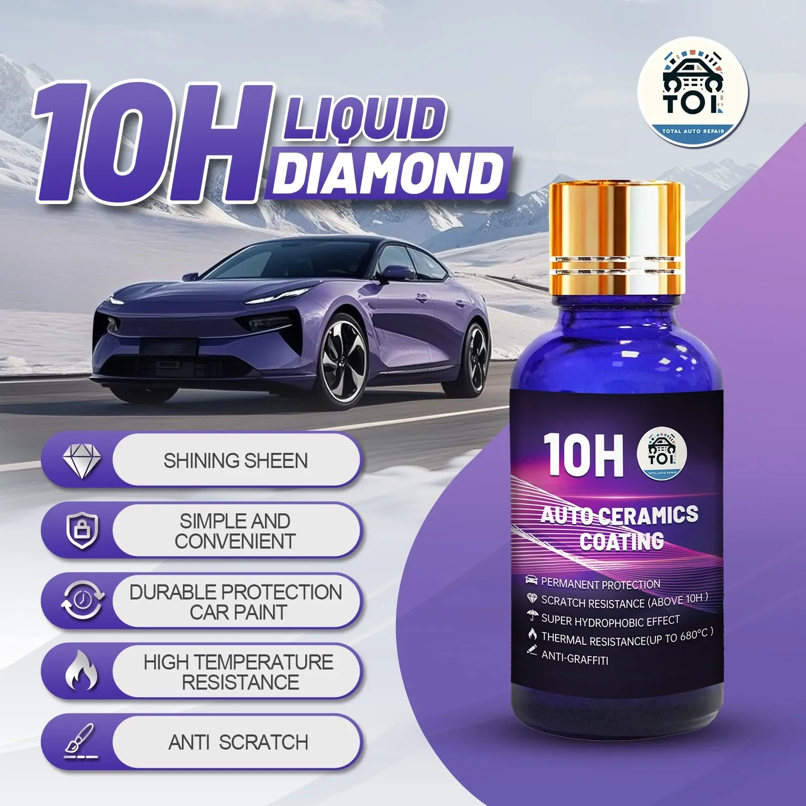 

2sets 10H Ceramic Coating,Liquid Diamond Coating, 10H Ceramic Coating for Car Paint, Over 2 Years, Easy to Apply, High Gloss