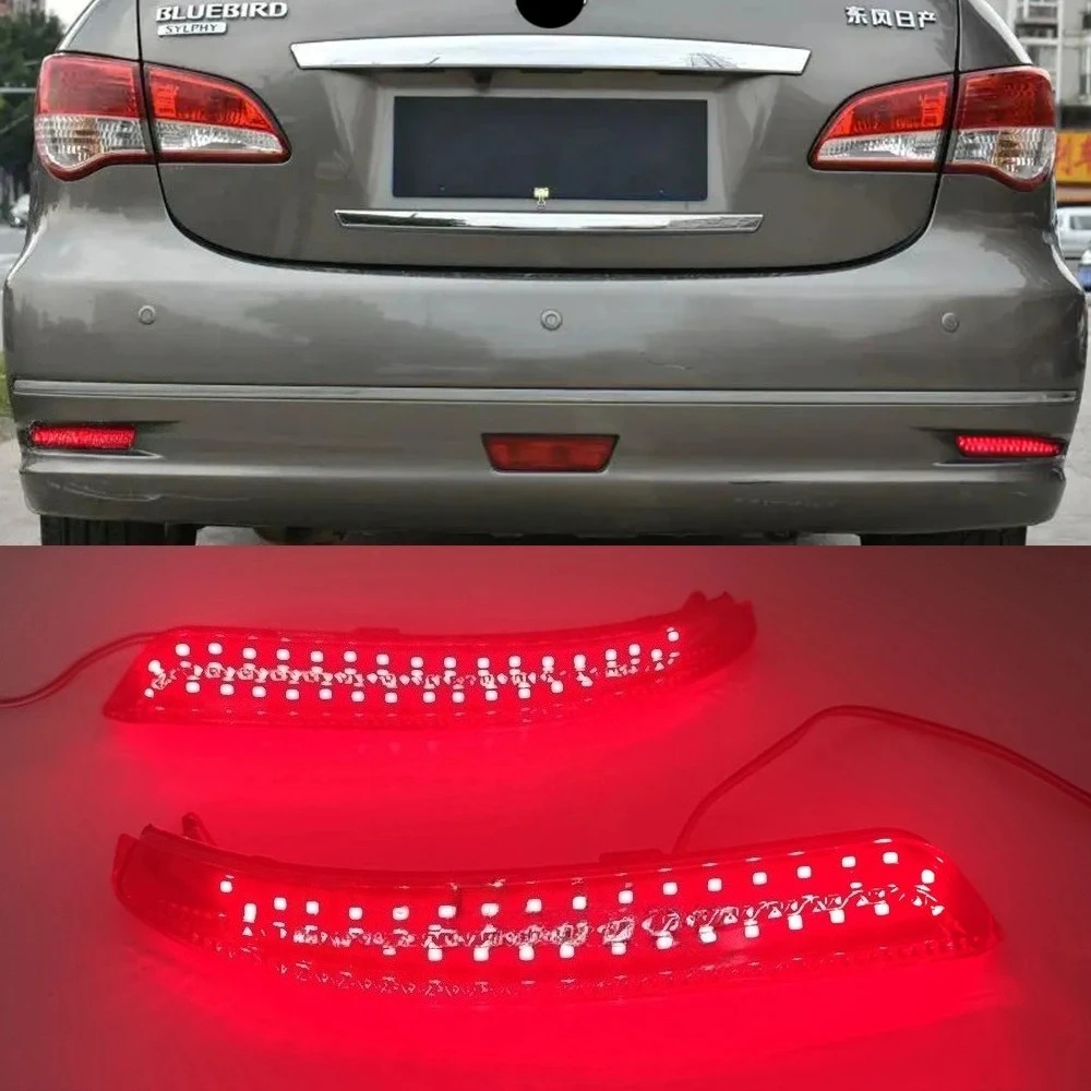 

2PCS LED Car Rear Bumper Reflector Light Brake Backup Stop Tail Fog Lamp For Nissan Almera Bluebird Sylphy 2009 2010 2011