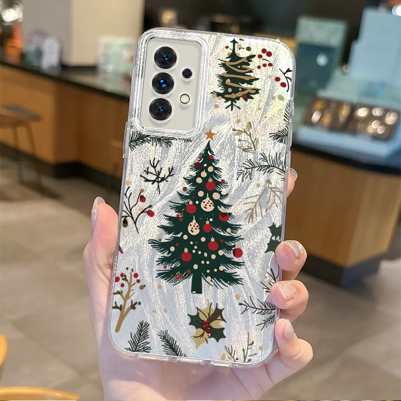 New Christmas Tree Phone Case For Samsung Galaxy A35 A34 A33 A32 A31 A30 A25 A24 A23 A22 A21 A20 A16 A15 A06 Hard Gradient Cover