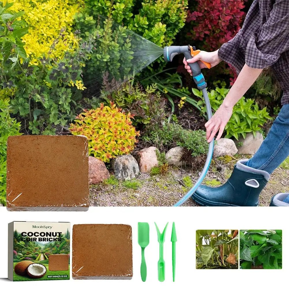 Natural Coir Fiber Brick Potting Supplies Animal Plant Nutrient Soil Compressed Brick Plant Coconut Organic Feeding Stone F Q9d8