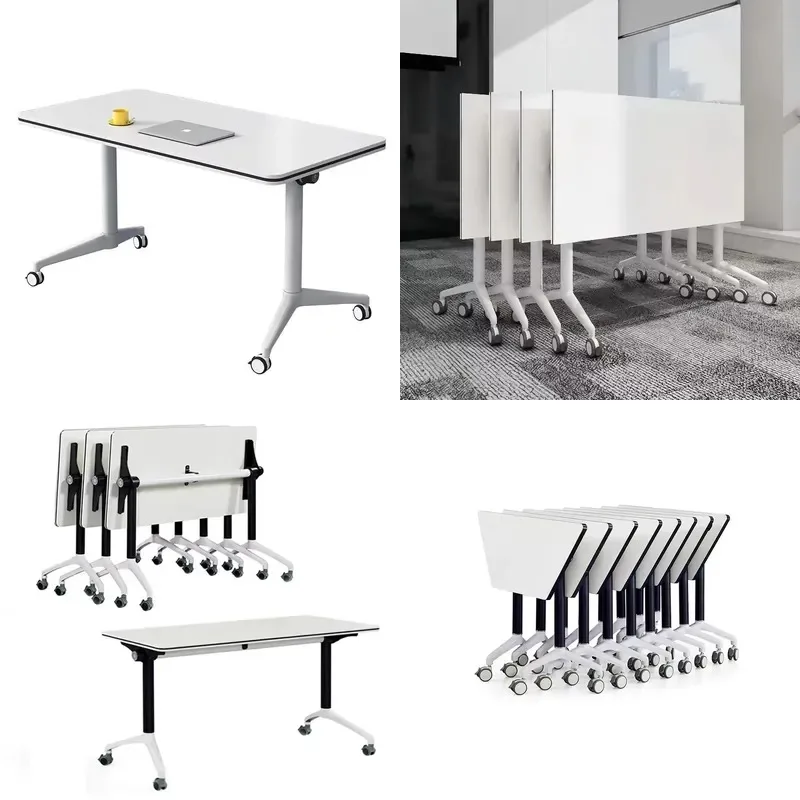 Modern Foldable Retractable Study Table Modular Conference Training Desk with Wheels