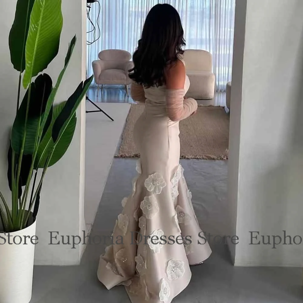 

Saudi Arabia Women's Hi-Lo Chic Evening Dresses Crepe Fabric Mermaid/Trumpet Party Dress Sweetheart Applique Prom Dress 2025