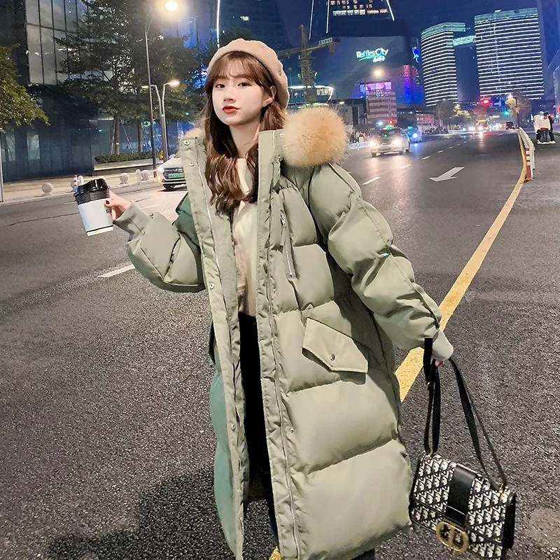 Thick Winter Jacket Women Padded Coat Medium-long Length Chic Warm Winter Coat