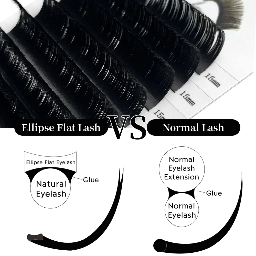 JB Jeyelabeau Classic Ellipse Flat Lash Extensions Split-tips Lashes Individual Mink Lashes Matte Fake Eyelash Makeup Supplies