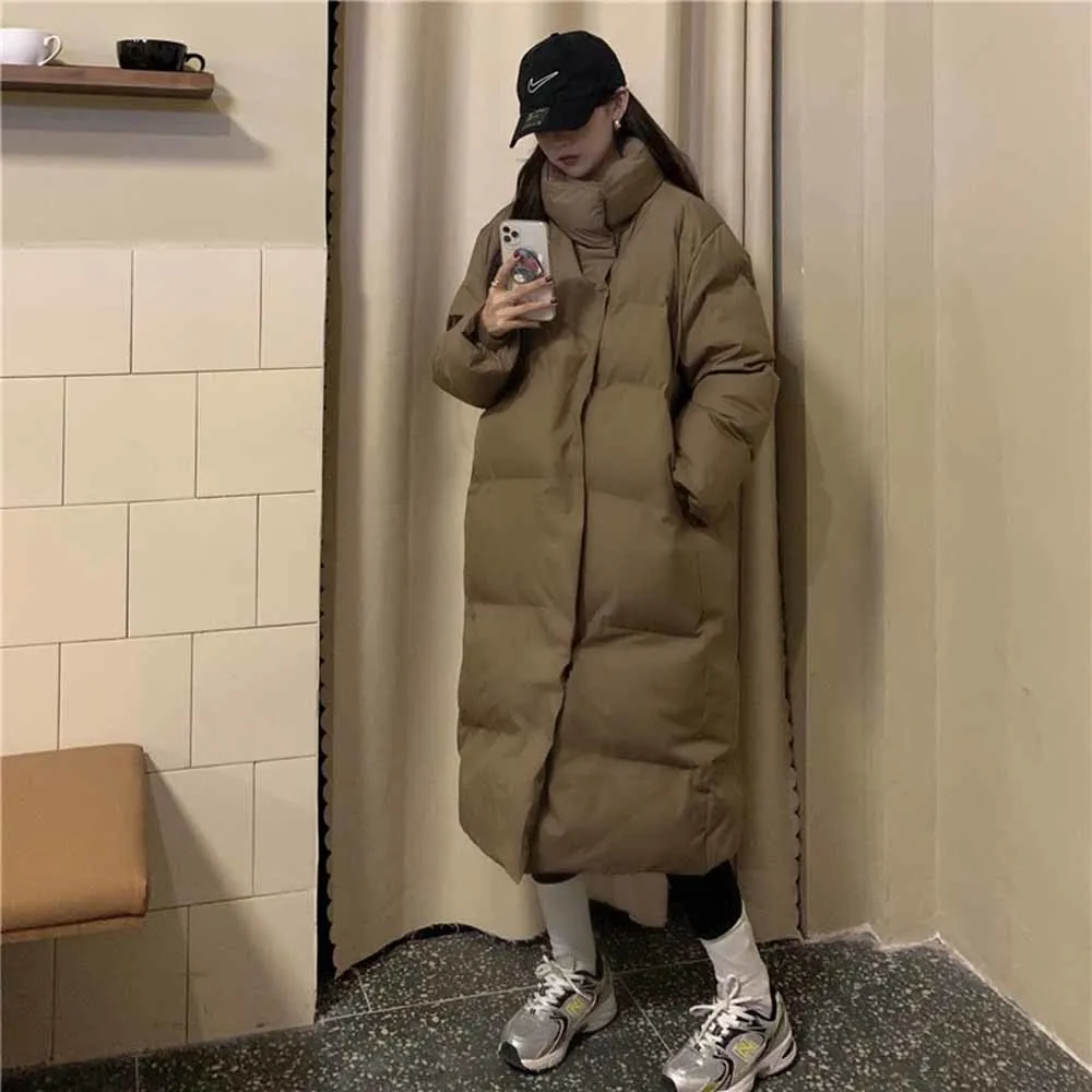 Winter Parkas Coat Jacket Womens Coat Cotton-Padded Jacket Women Parka Long Sleeve Solid Color Warm Loose Long Puffer Jackets