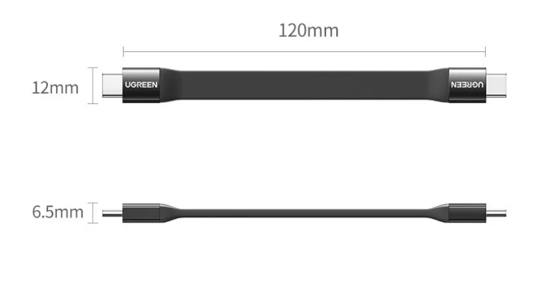 UGREEN L315 USB4 Type-C to C Flat Cable, PD 240W 5A Fast Charge 0.12m Full Function Cord for Laptop Video Output & Fast Charging