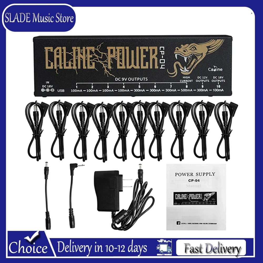 

Блок питания для гитарных эффектов Caline CP-04, 10 изолированных выходов (9В, 12В, 18В), защита от короткого замыкания/перегрузки по току
