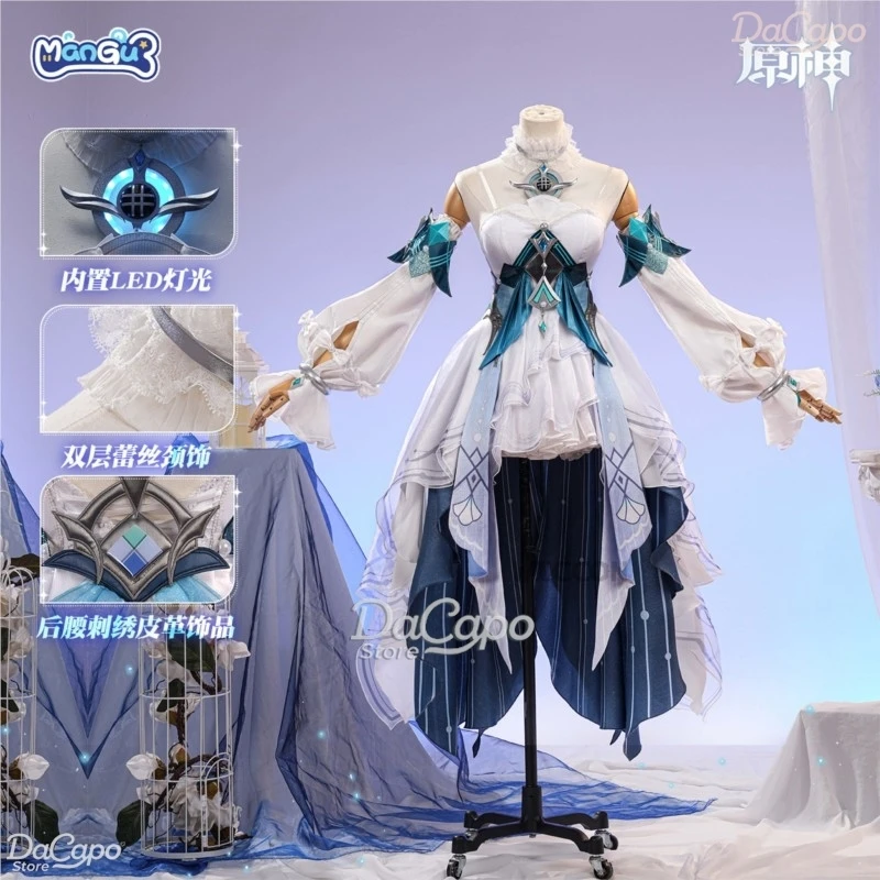 Genshin Impact Vodyanitsa Cosplay Costume wig Snezhnaya New Character Women Dress Lady Outfits Accessories Fullset Halloween view 2