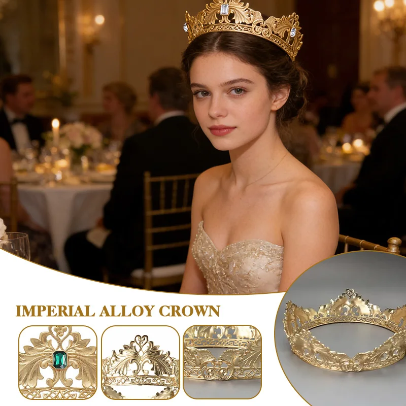 

Винтажная королевская корона в стиле барокко для свадьбы, выпускного, вечеринки, банкета, косплея, сценических выступлений, ретро-тиара короля