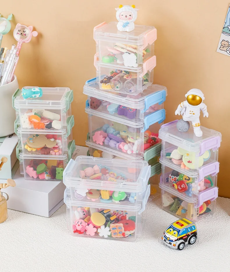 Mini Three-Layer Storage Box Hand Account Card Buckle Stationery Storage Box Multi-Layer Magic Buckle Desktop Storage Box