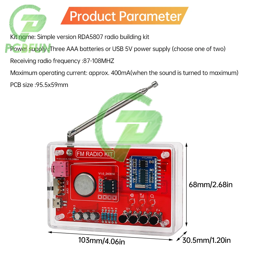 DIY FM Radio Electronic Kit 87-108MHZ RDA580 Soldering Project Practice Welding Parts Kit for Electronic DIY Enthusiasts