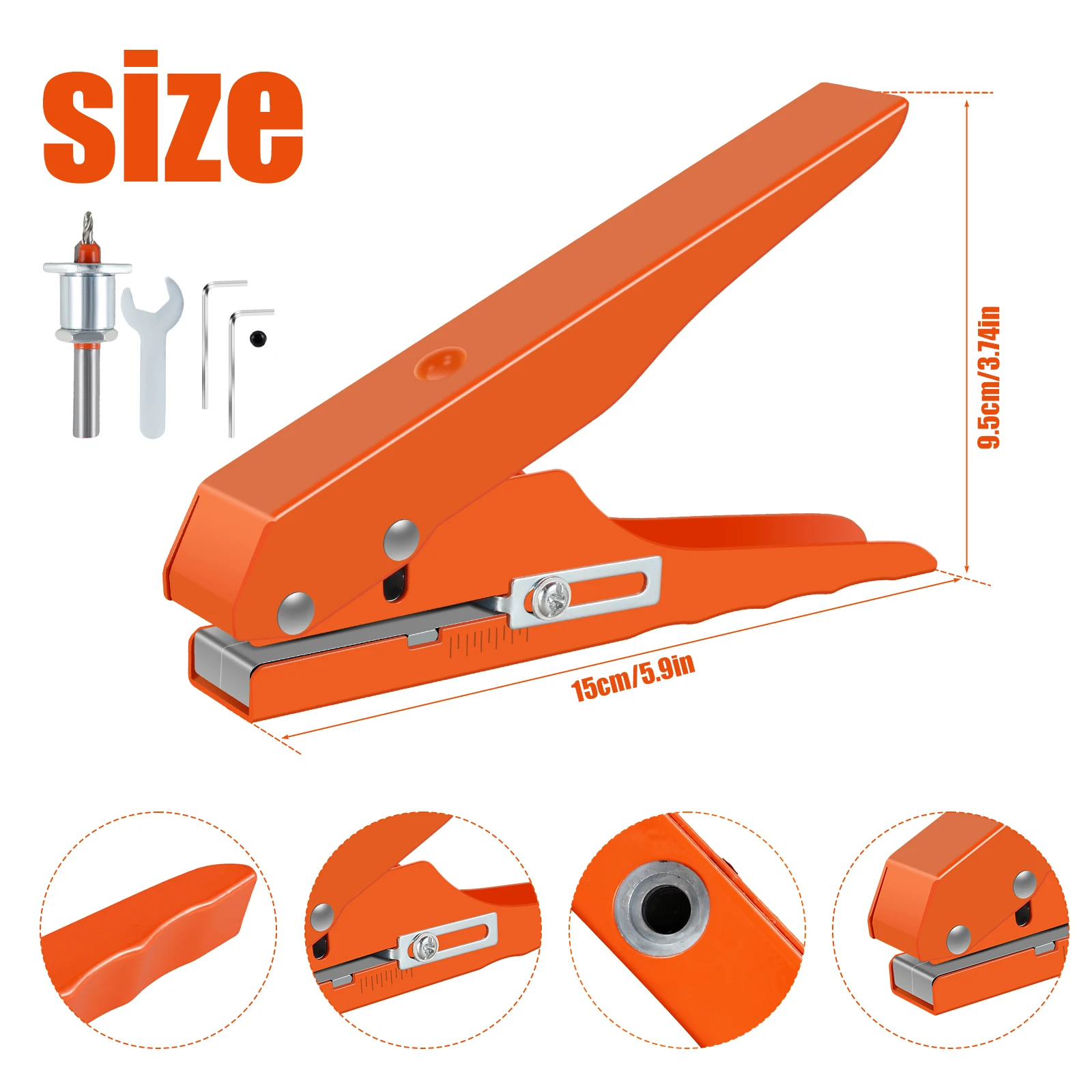 Perforatortang 5/16 inch verstelbare draagbare enkele cirkel perforator met limiet conische boor papier karton PVC leer